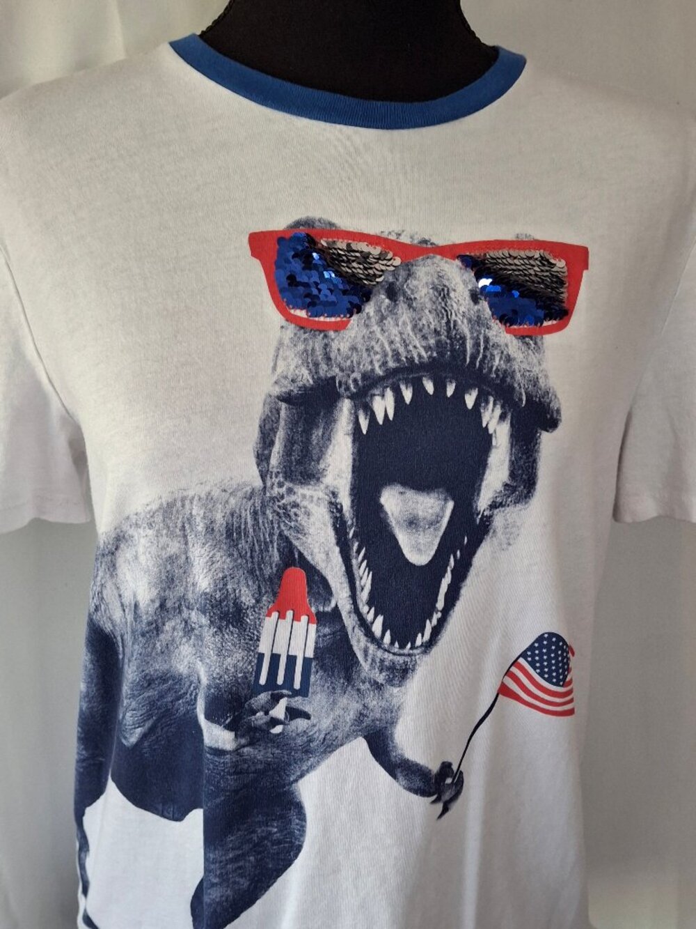 Gap T Rex Fourth of July Reversible Sequin T-Shirt XXL